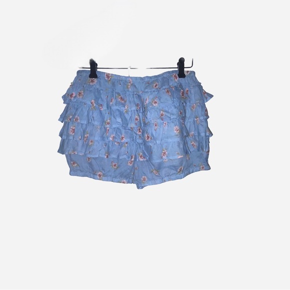 Free People ruffle up Bloomer Shorts Blue Floral Size S NWT - Picture 3 of 4